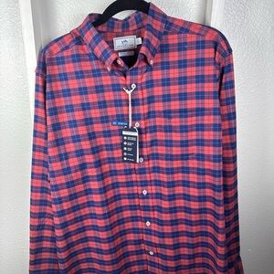 Southern Tide Red and Blue Checkered Shirt